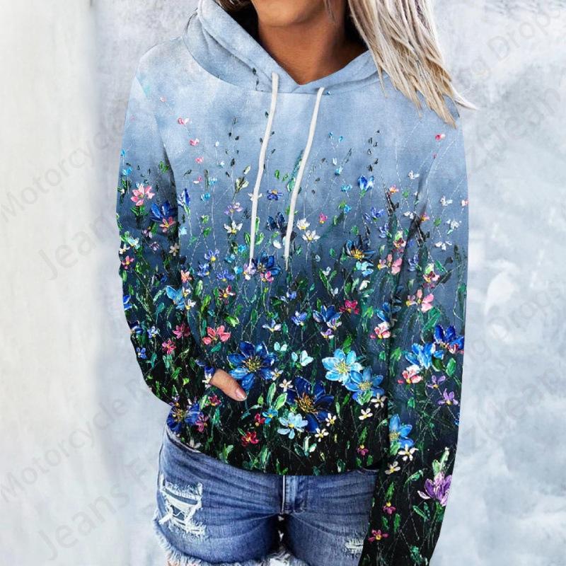 Floral Daisy 3d Print Hoodie Women Fashion Oversized Hoodies Women Sweats Coat Hooded Sweats Pullover Women's Clothing Flower