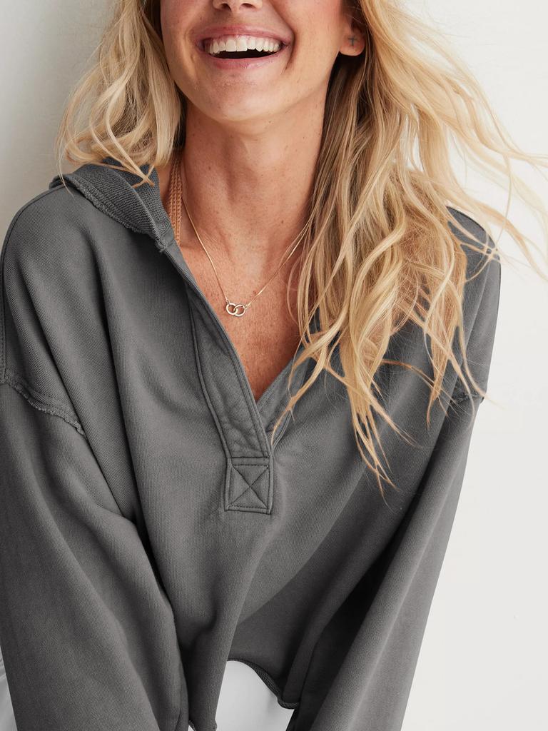 Fashion Loose Brand Hoodie Women Spring/Autumn Women's V-Neck Top Long Sleeve Sweatshirt