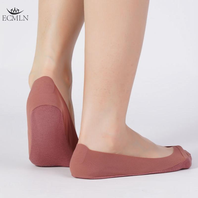 Women Ice Silk Boat Socks Non Slip Heel Summer Invisible Socks Pure Cotton Thin Socks