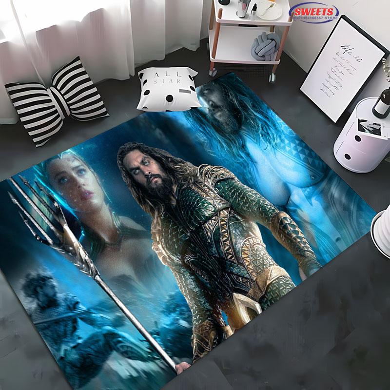 New Shelves! Classic DC Aquaman Carpet, Living Room Bedroom Office Area Children's Room of Choice, Non-slip Machine Washable Mat