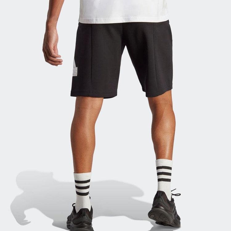 Adidas Logo Print Straight-Leg Athletic Shorts Men Bottoms Black White IC3737