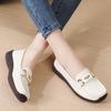 Einfache Damen Leder Loafer Fahr-Mokassins Bequeme Flache Schuhe Schwarz Lässige Slip-Ons Große Größen Schwarz Business Büroschuhe
