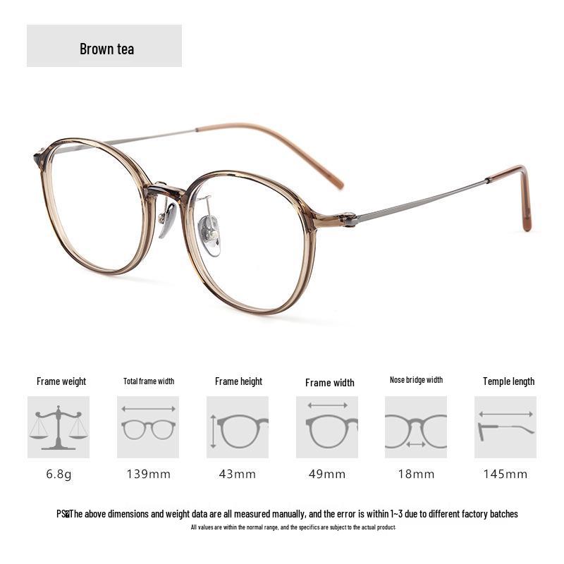 6.8g Ultralight Pure Titanium Small Round Eyeglasses Frame – Trendy Internet Celebrity Style