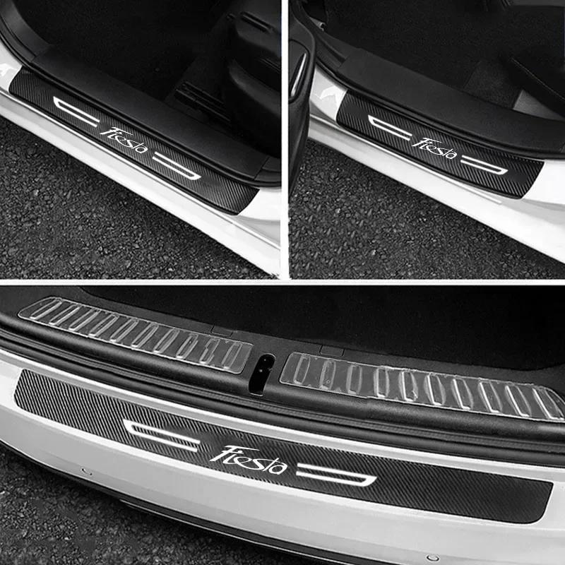 AJY1 For Ford Fiesta Logo Car Door Threshold Sill Protector Anti Scratch Waterproof Protective Film Decals Auto Interior Accessories