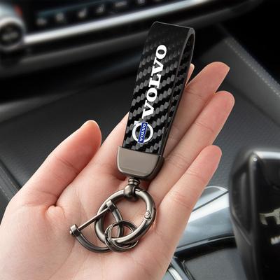 Car  Carbon Leather Keychain Car Logo Key Ring Accessories For XC90 XC60 V50 S60 V70 V60 V40 S90 Olestar AWD XC40 S80 T6 V
