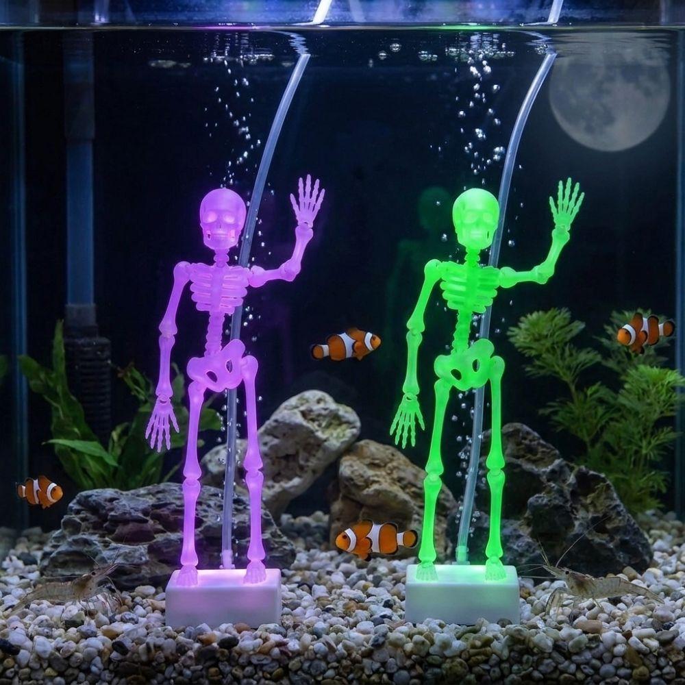Realistic Dancing Skeleton Aquarium Bubbler 3D Printed with Pipe Suction Cup Movable Skeleton Fish Tank Bubbler Movable Wiggle