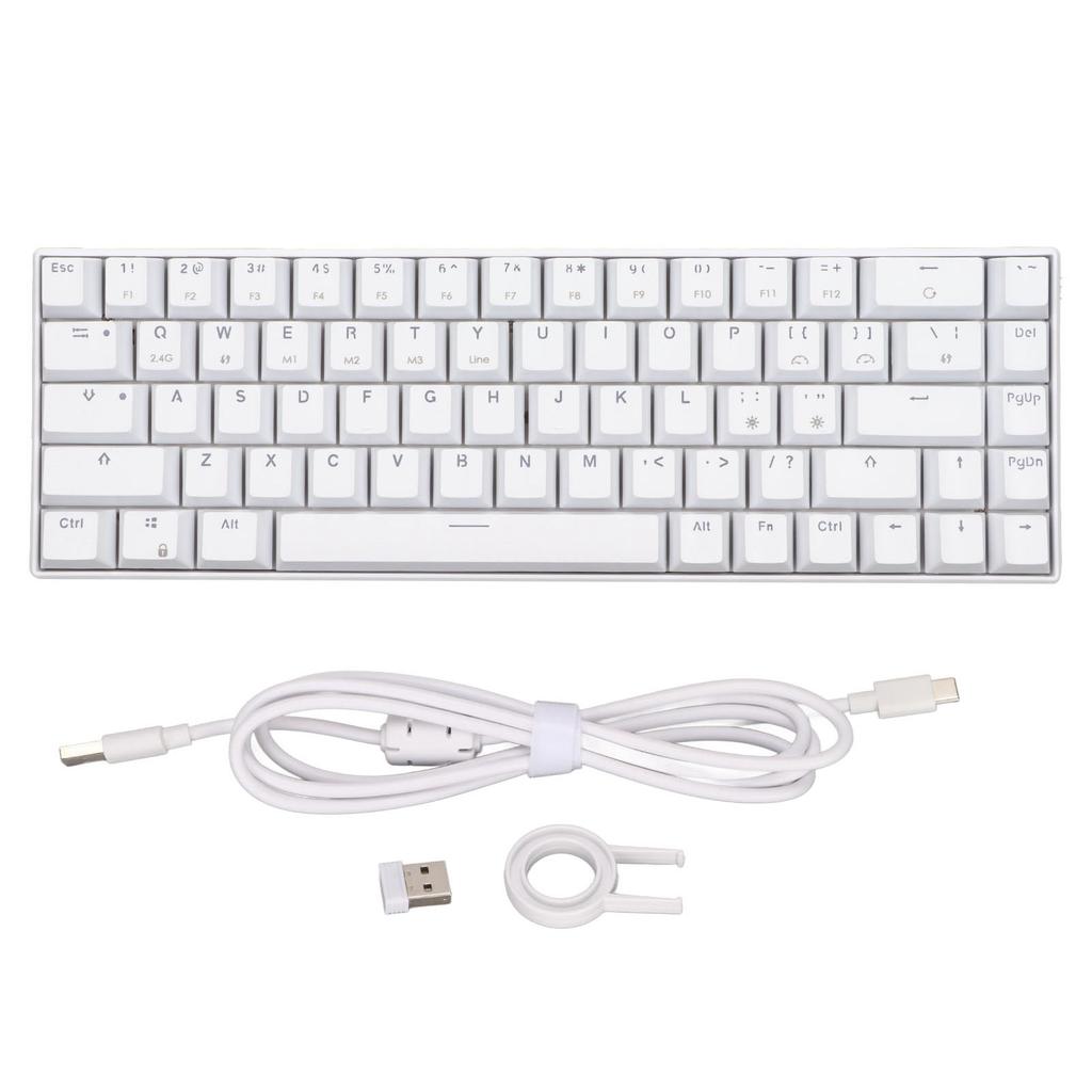 Wireless 2.4 G Mechanical Keyboard White 68 Keys Quick Response Wireless Gaming Keyboard for