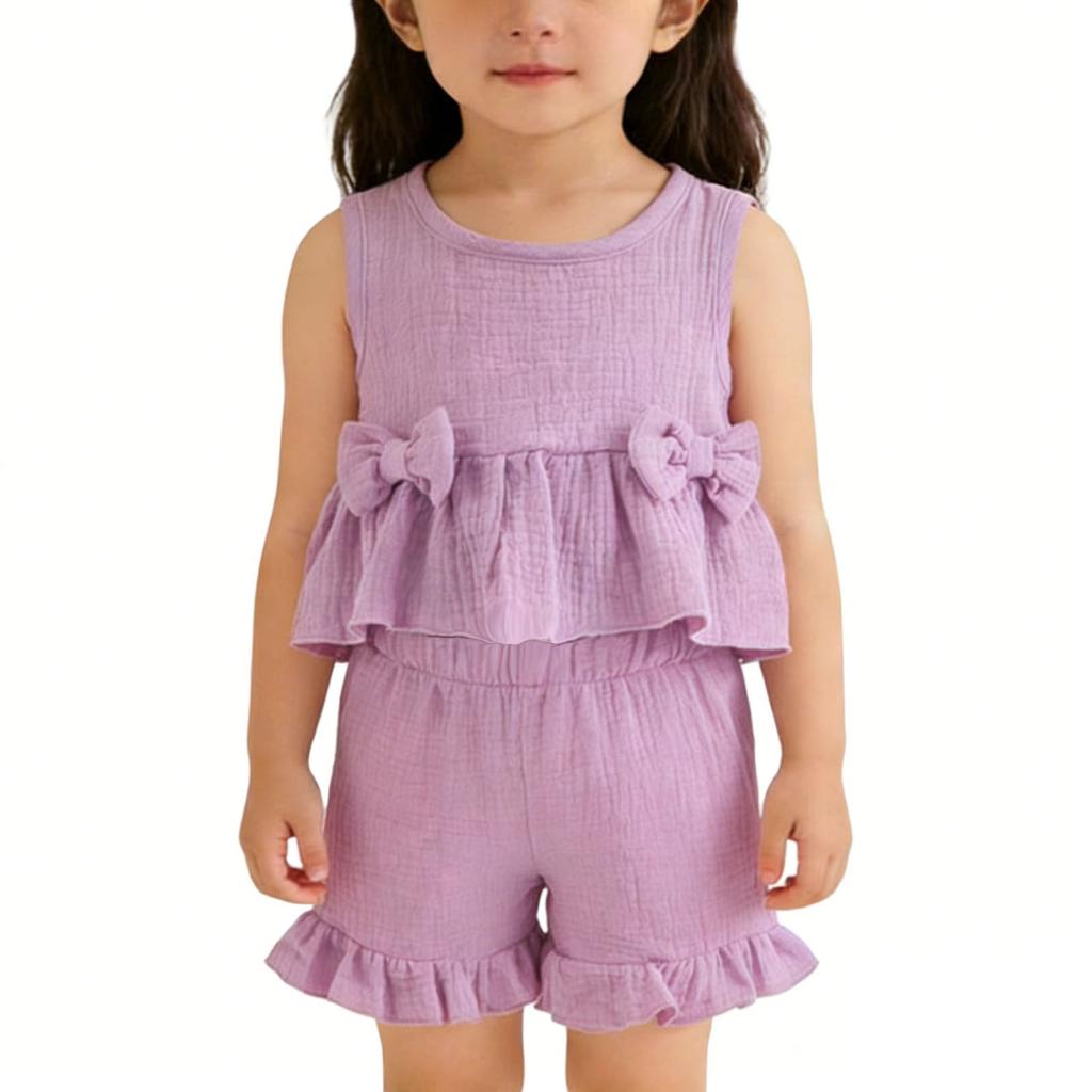 Children's Sweet Set Cute Vest Shorts Girls Sleeveless Casual Two-Piece Set