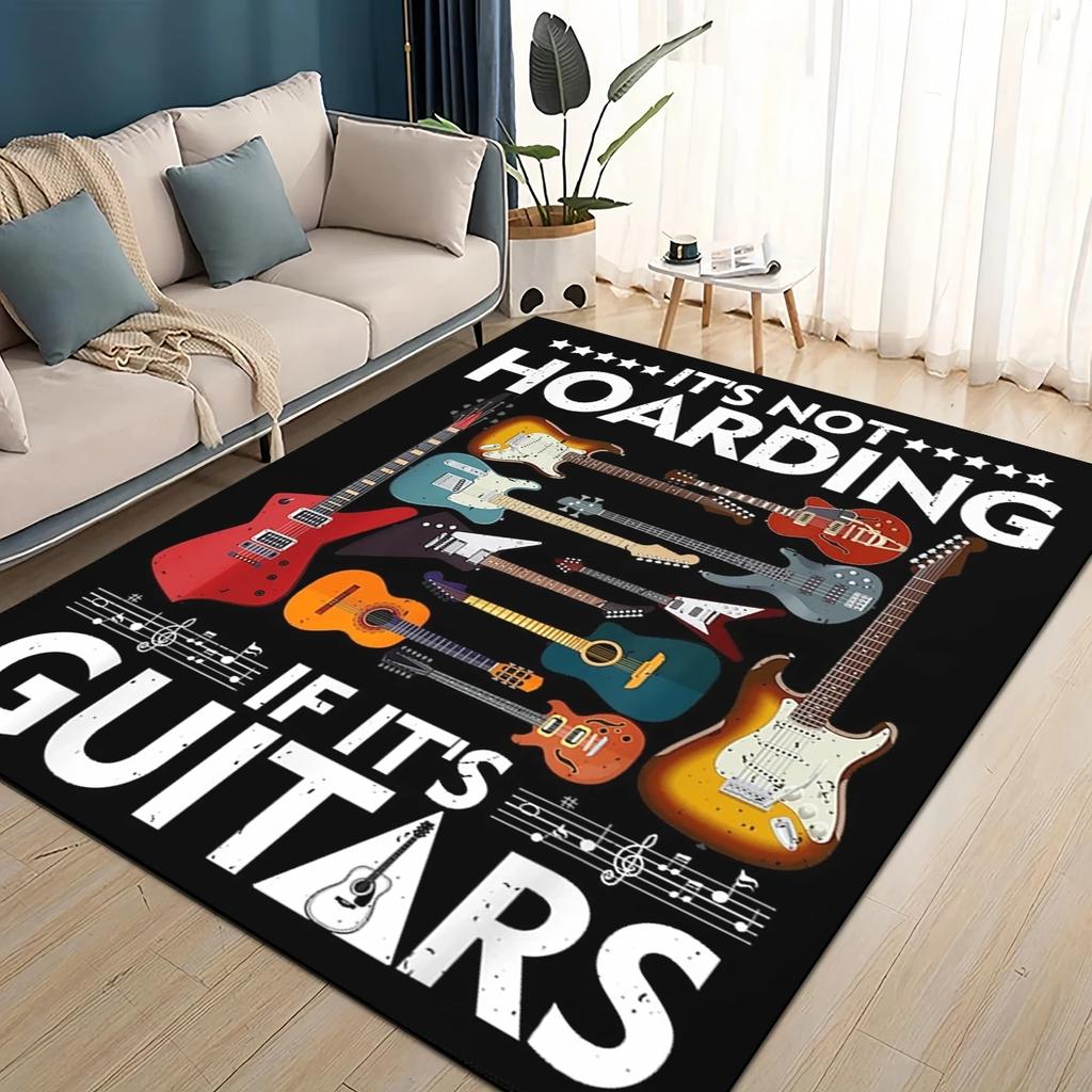 Retro Fender Logo Guitar Instruments Music Carpet Rug for Living Room Bedroom Home Sofa Decoration, Floor Mat