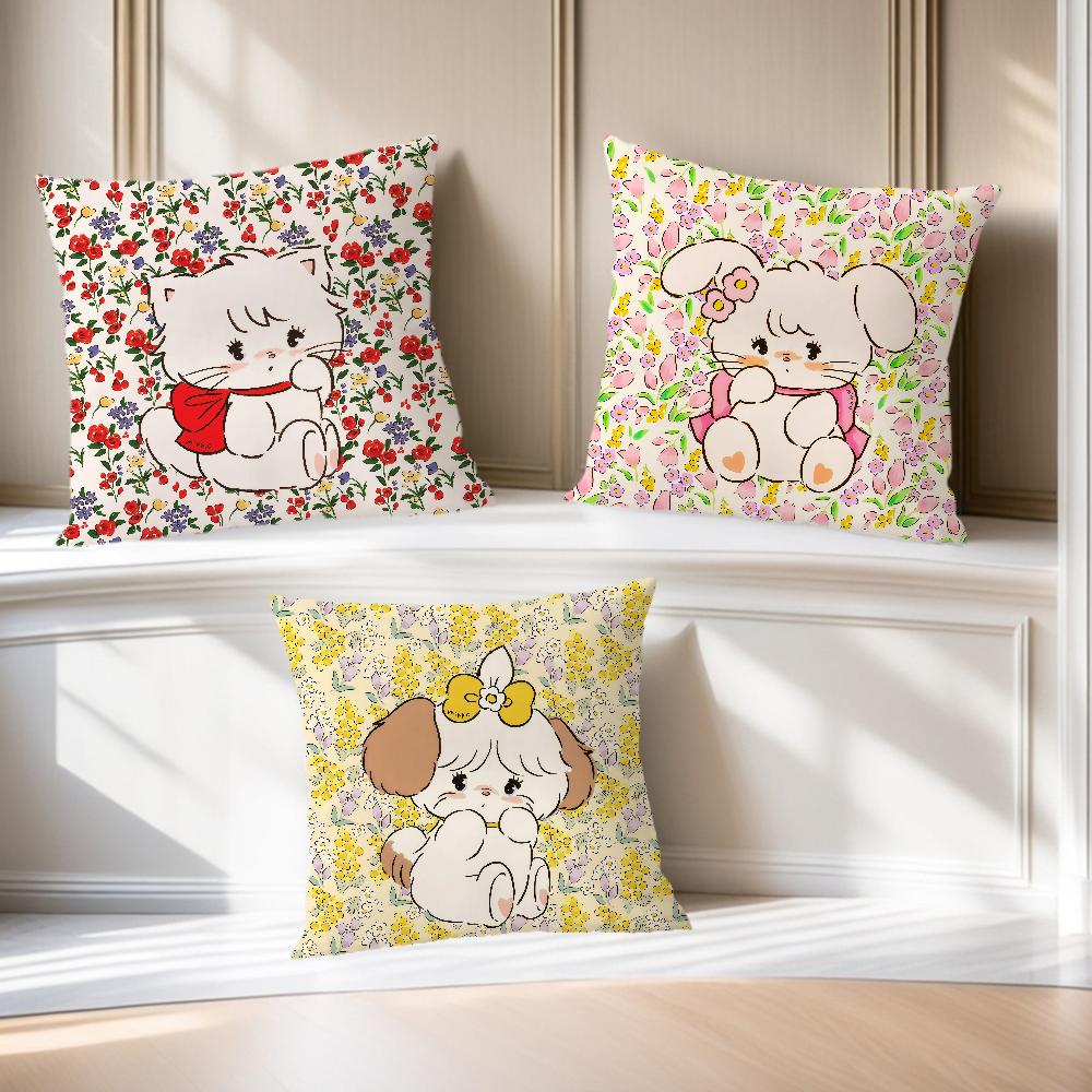 Comfortable cat soft cute m-miku Pillow Case cartoon for Sofa Living Room art Home office flower Decor Protective Covers