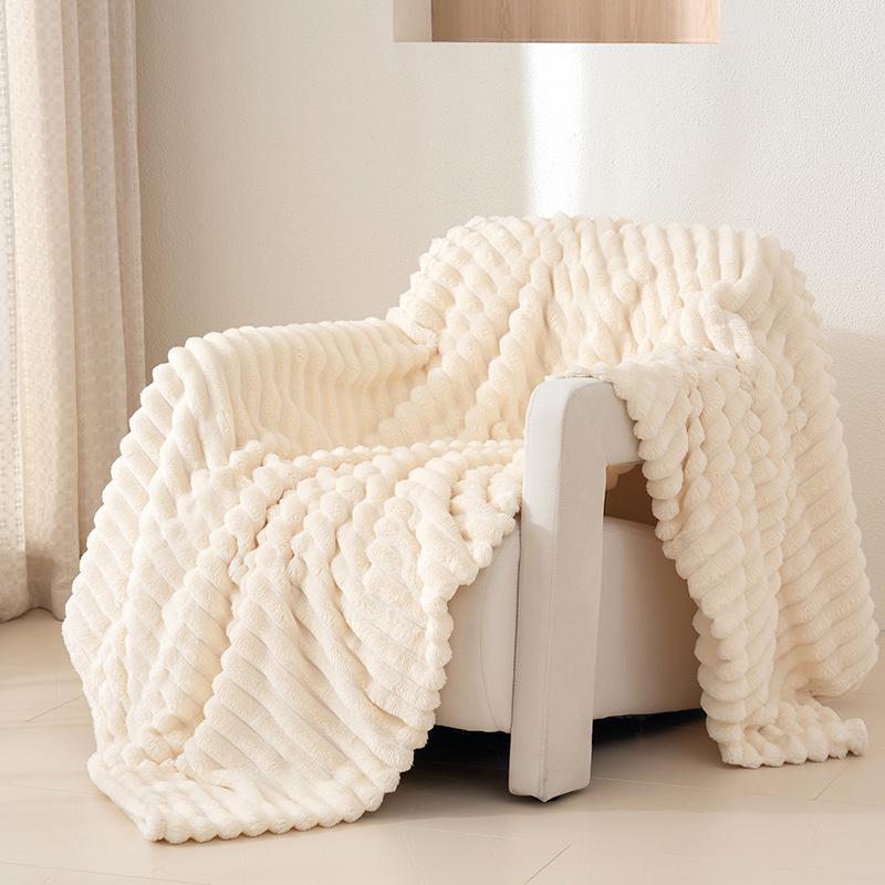 Striped Solid Color Multi-Functional Blanket for Sofa, Dorm, or Napping