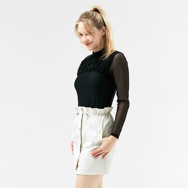 HENRY STUART Women'S H-Line Button Skirt Cream
