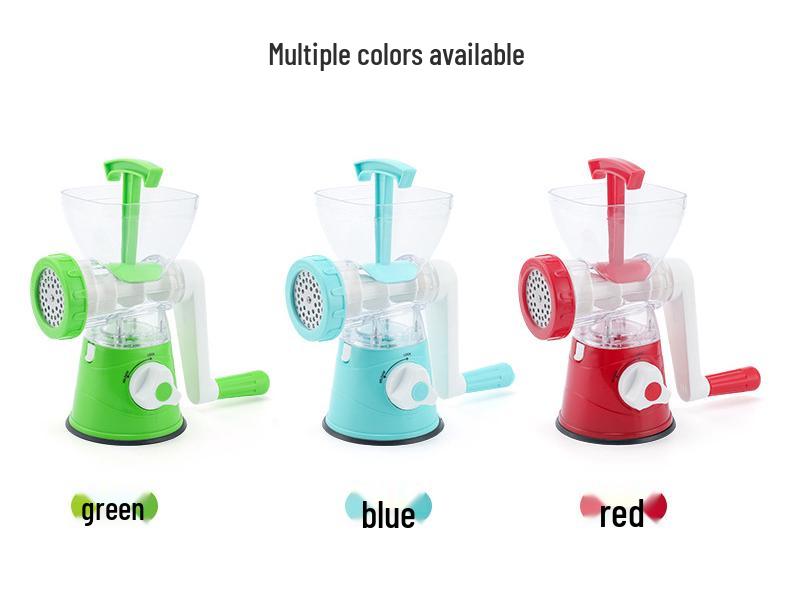 Manual Kitchen Tool: Hand-Cranked Meat Grinder, Vegetable Cutter, Sausage Stuffer, and Garlic Press.