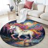Fantasy Horse Round Area Rug,Carpet Rug for Living Room Bedroom Sofa Playroom Decor,Non-slip Floor Mat