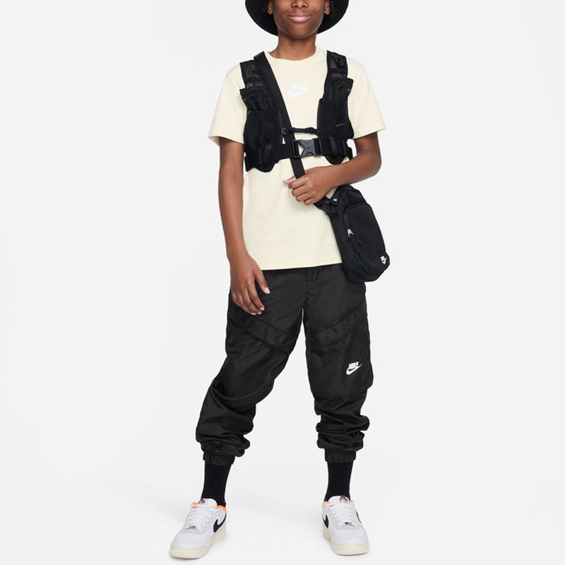 Nike Solid Color Logo Round Neck Short Sleeve T-Shirt Kids Tops Leaf-Green DX9540-113