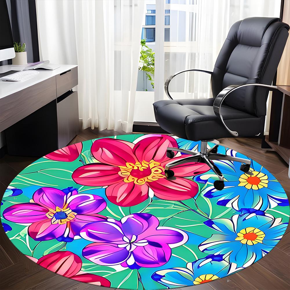 1pc Floral Pattern Chair Carpet for Office, Soft and Durable Office Rug for Interior Decoration, Perfect for Office yy251227096