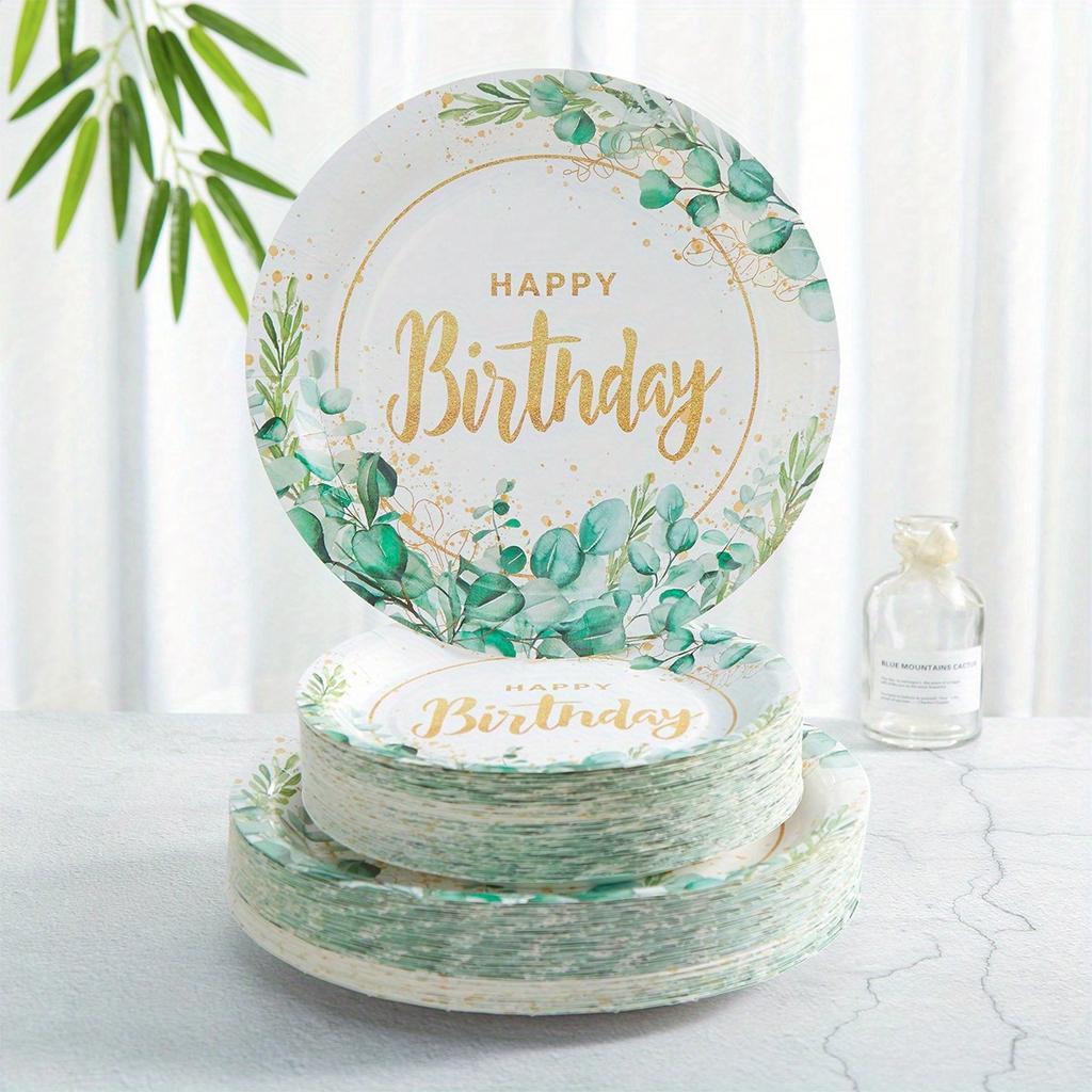 Flower & Strawberry Pattern Paper Plates, Party Supplies, Disposable Plates Fit for 24 Guests, for Party Decoration, Birthday, Gift-Giving