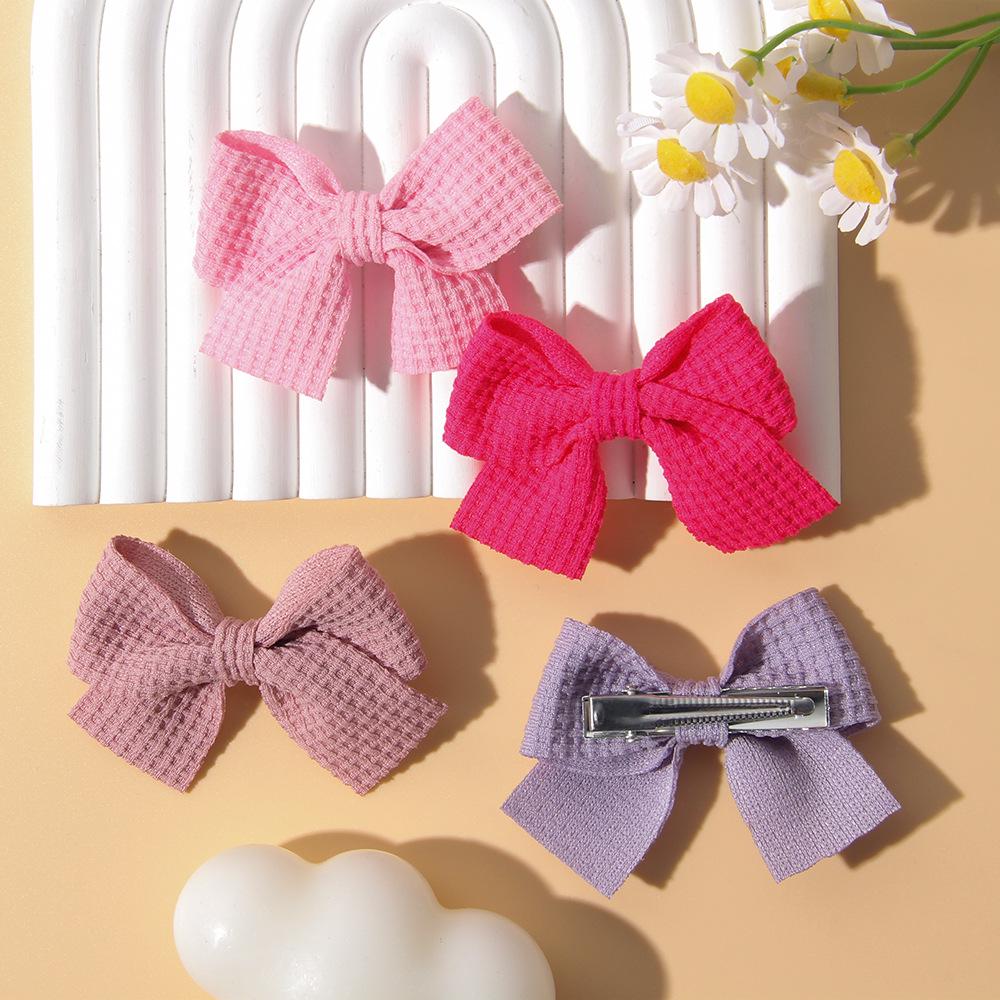 Popular Handmade Fabric Bow Hair Clips for Girls - Macaron Duckbill Style