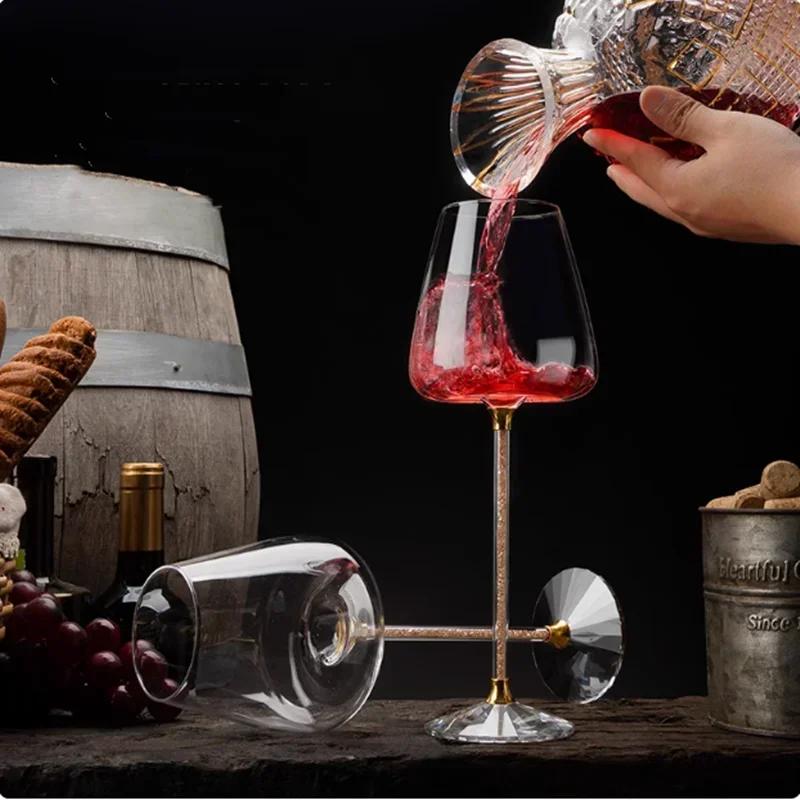 Diamond Crystal Wine Glass Set, Grape Decanter, Family Gathering Party Drinking Utensils, Champagne Glasses, Wine Accessories