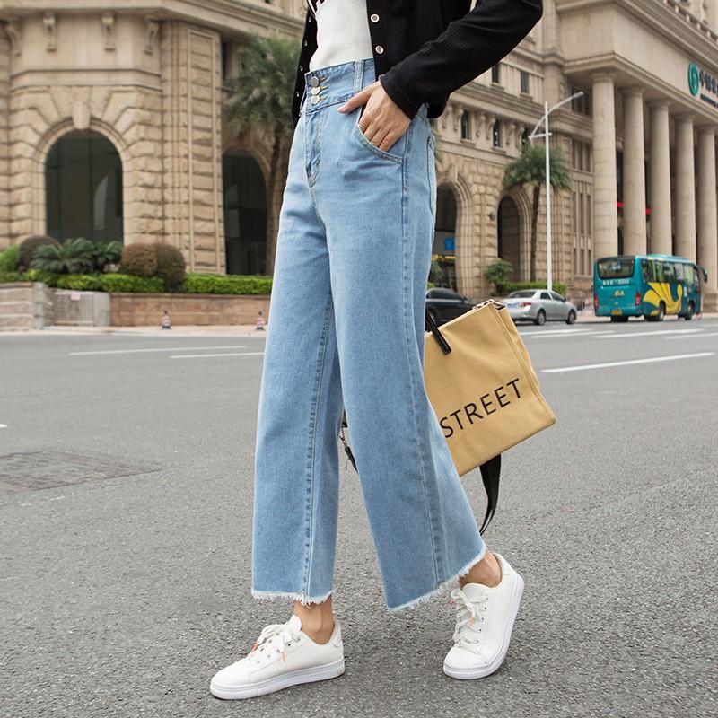 FiveFive Casual Women High Waist Straight Wide Leg Loose Denim Pants Jeans Women High Waist Denim Pants