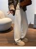Plus Size Women's Fleece-Lined Wide-Leg Sweatpants for Curvy Figures - Autumn/Winter Style