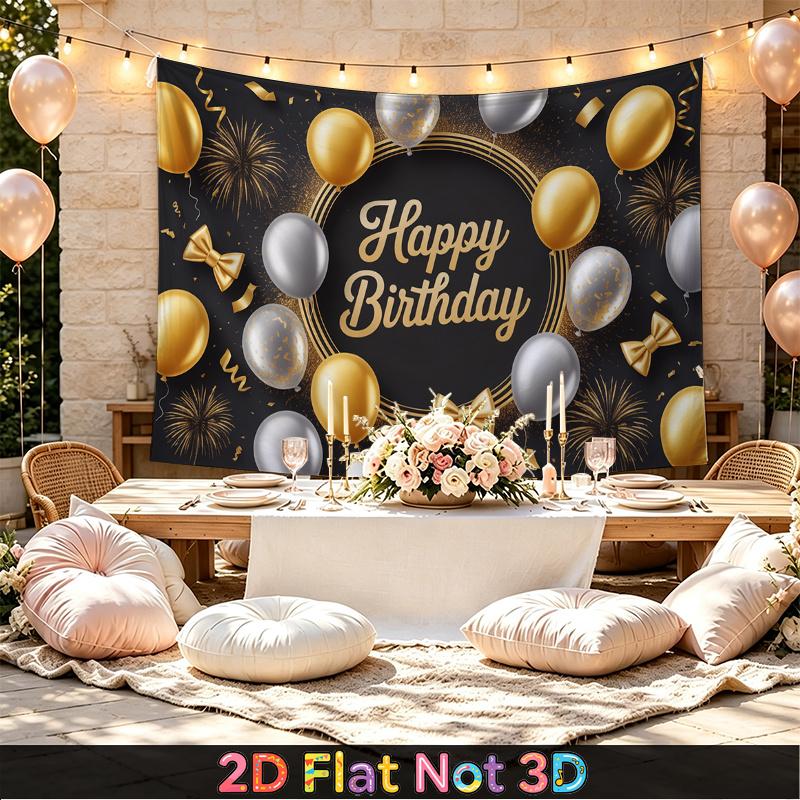 Party Backdrop Happy Birthday Birthday Fireworks Confetti Bow Photo Booth Background Front Door Decor