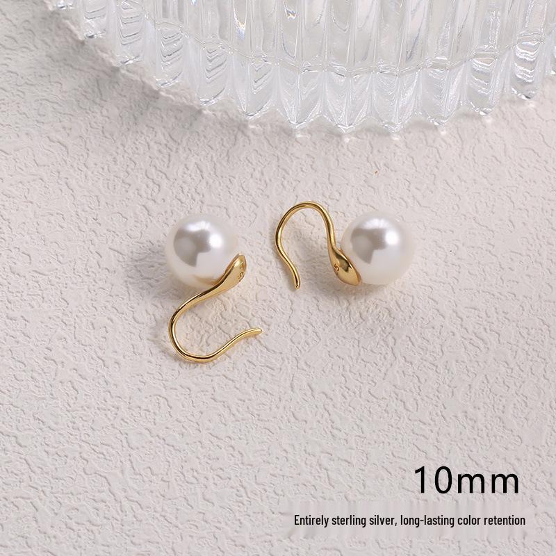 2025 Pure Silver Pearl Stud Earrings for Women - High-End Feel with Ear Drops & High Heels Ear Hooks