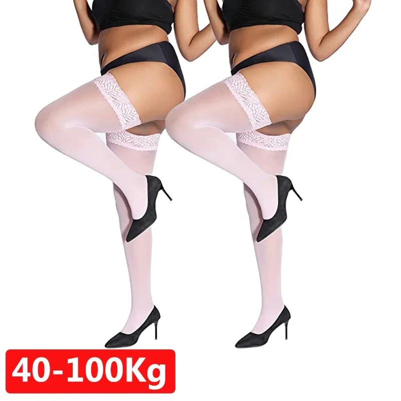 

Женские чулки больших размеров для полных, сексуальные, с кружевным верхом, силиконовой резинкой, противоскользящие, до бедра, кружевные чулки, женский эротический подарок, чулки для ночного клуба One Size