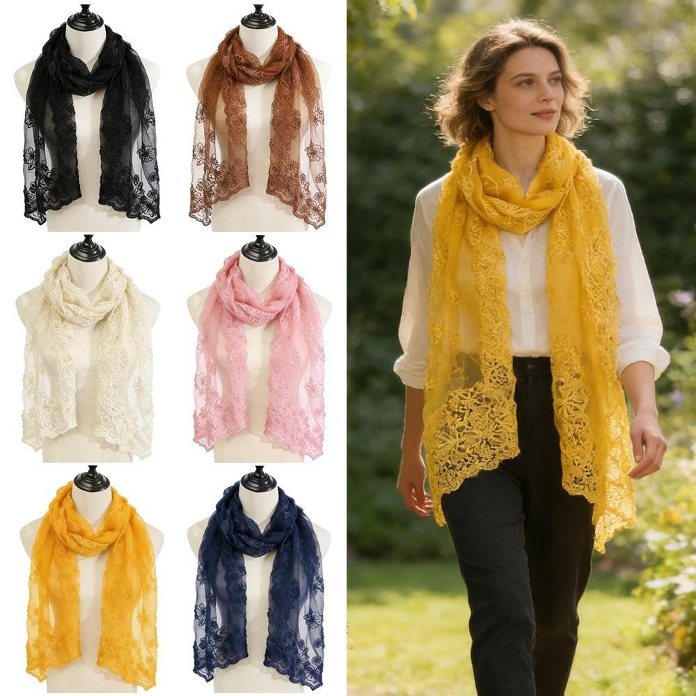 Thin Women's Lace Scarf Long Female Headscarf Literary Summer Sunscreen Shawl