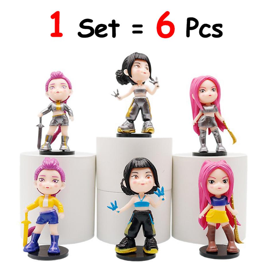 

6pcs/Set Anime Kpop Demon Hunters Action Figure Toy Derpys Tiger Ranimeumi Mira Zoey Sussy Figurine Doll for Fans Christmas Gift