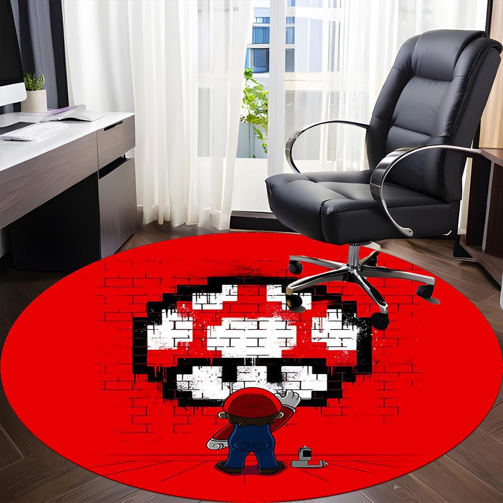 1pc Mario Office Round Area Rug, Bedroom Living Room Home Decor, Room Deco, Offic a1016202