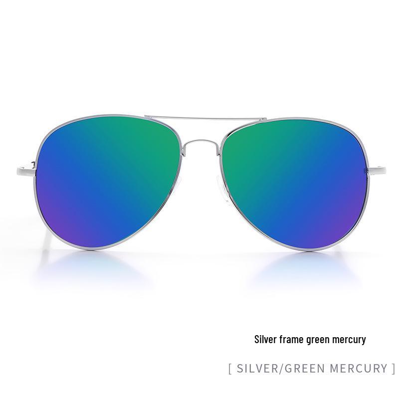 Unisex Aviator Frog Mirror Sunglasses - Multicolor Metal Frame