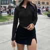 2025 Autumn Long-Sleeve Zipper Cropped Slimming Top