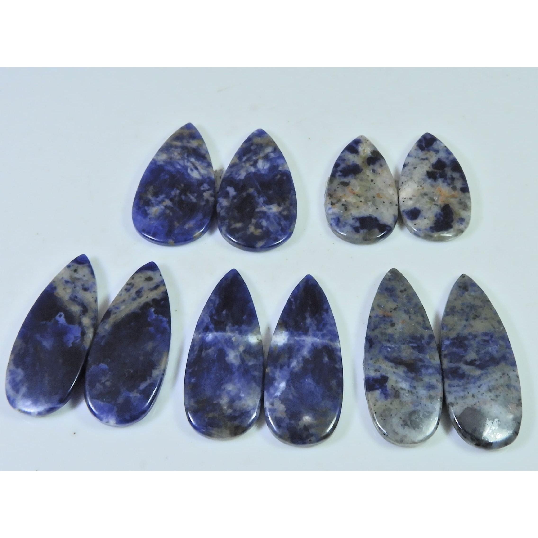 161Cts.Natural Sodalite Matched Pair Pear Cabochon Loose Gemstone 5 Pair Lot C-1519