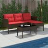 Garden Sofa Set with Cushions 2 pcs Brown and Red Poly Rattan
