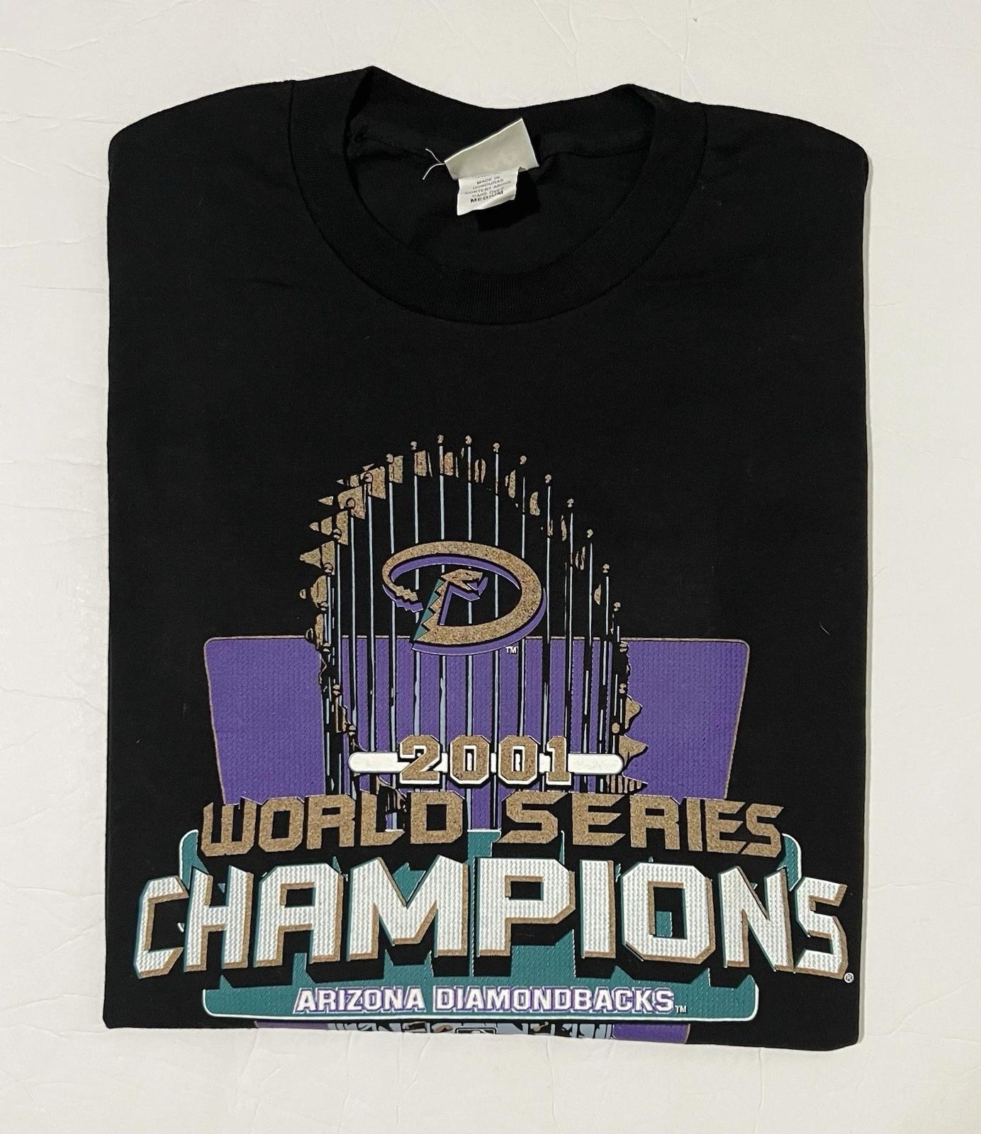 Vintage 2001 Arizona Diamondbacks Black World Series Champions Shirt Size Medium M