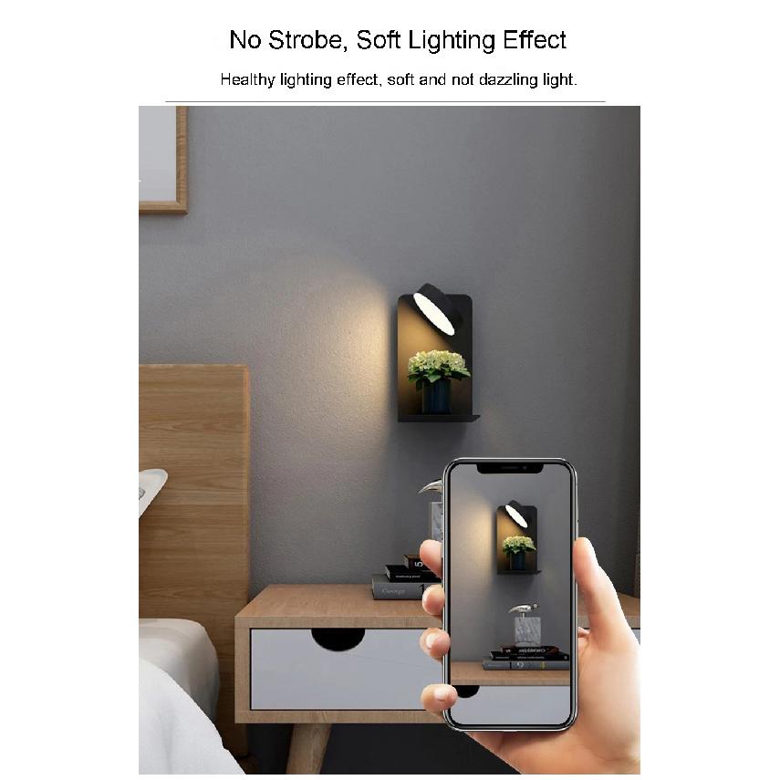 LED Wall Lamp With Switch And USB Charging Port Modern 9W Black White Aisle Bedroom Bedside Art Lighting Decoration Wall Lights