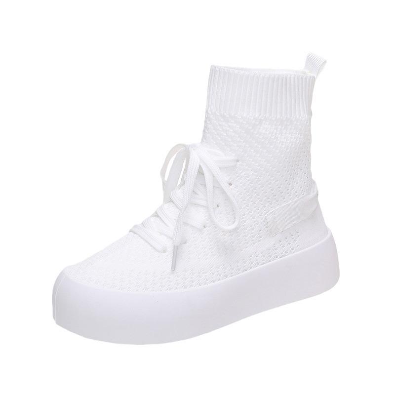 Women’s Knit Sock Sneakers - Breathable Platform High-Top Casual Shoes