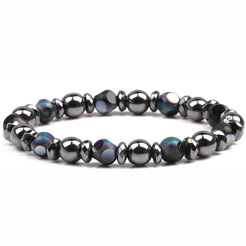 Handmade Natural Stone Beads Zircon Triple Protection Bracelet Tiger Eye Black Obsidian Hematite Elastic Men Bracelets Women