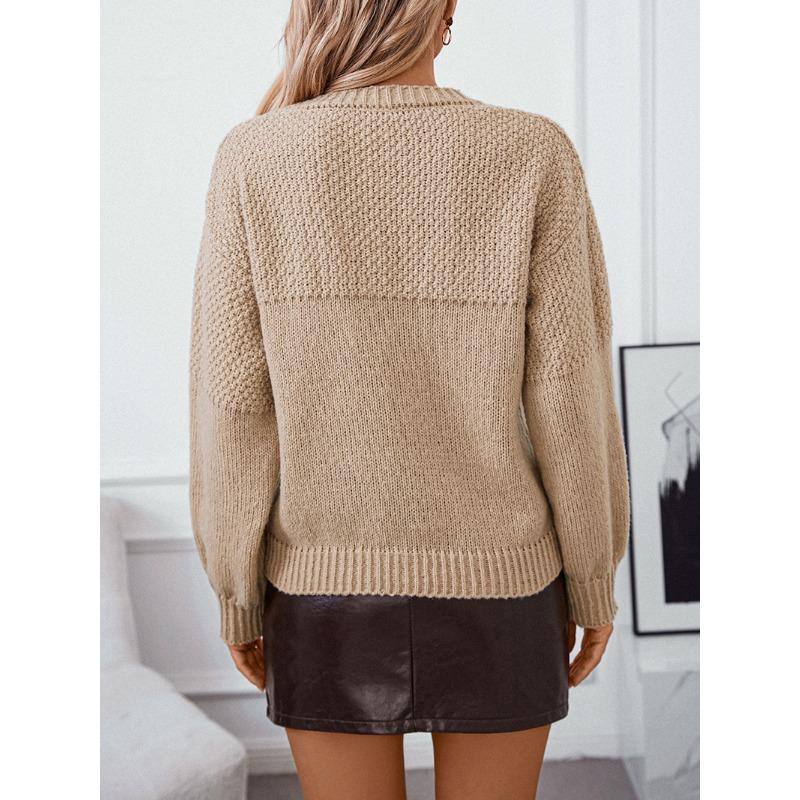 Женский трикотаж Осень/зима Круглый вырез Пуловер Вязаный свитер XL хаки — фото 9