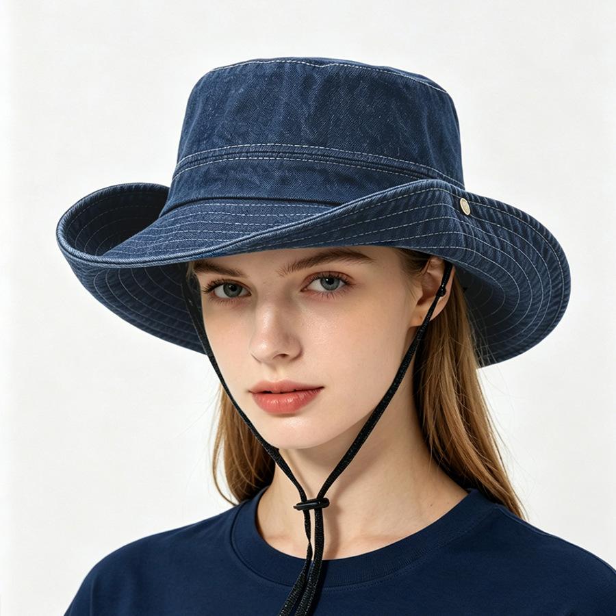 New cotton bucket hat men's and women's outdoor sun hat travel outdoor hiking hat casual denim hat