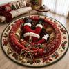 3D Special-shaped Christmas Round Carpet Imitation Cashmere Santa Claus Floor Mat  Home Decor