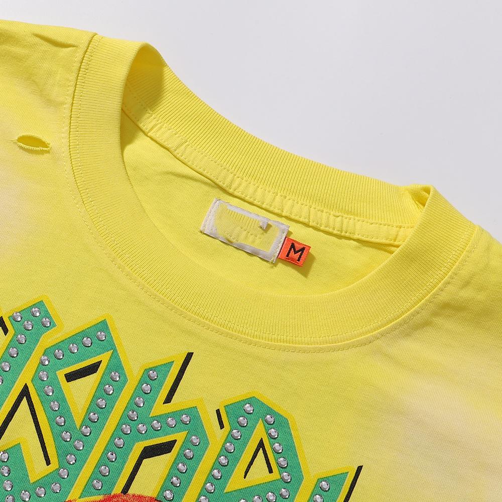 Skateboard Skeleton Print Hot Stamping, Water Washing, Hole Breaking, Making Old Short Sleeved T-shirt for Men and Women