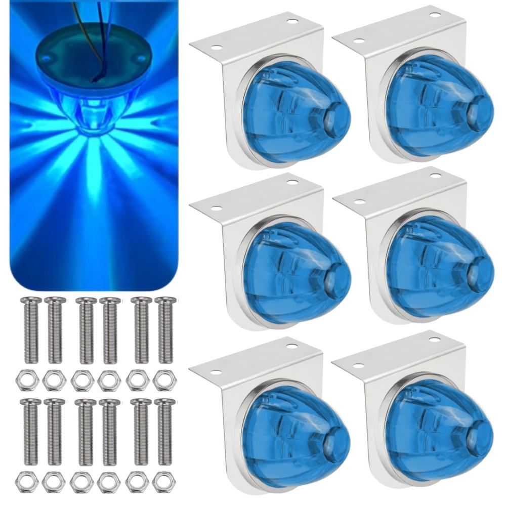 6PCS Truck LED Star Watermelon Marker Lights 12V-24V Mini Watermelon Lights LED Starburst Underglow Truck Lights with Brackets