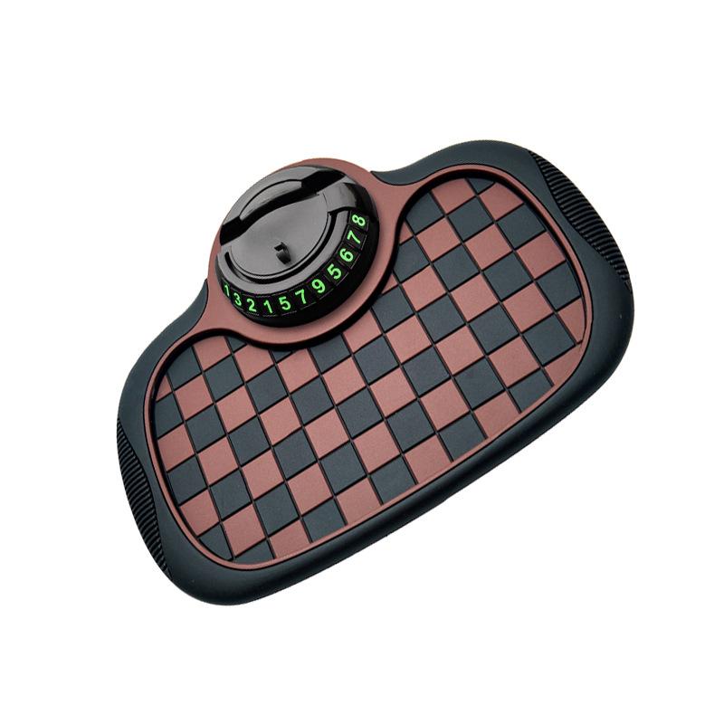 Anti-Slip Car Dashboard Mat & Phone Holder with Hidden Parking Plate