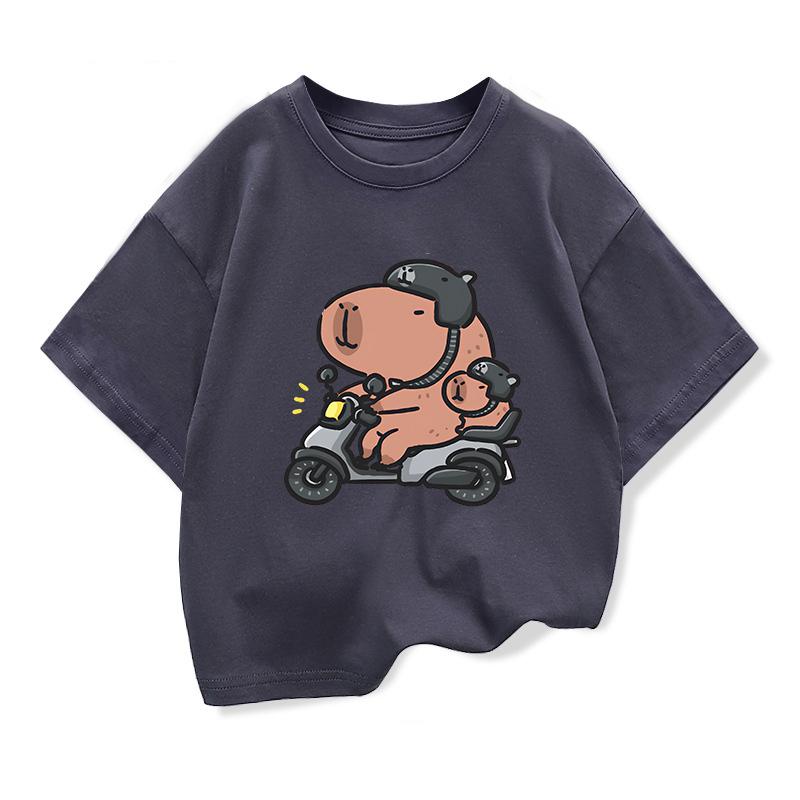Summer Cute Design Capybara Tshirt Kids Girl TShirt Capibara Cartoons Clothes Capybaras Baby Boys T Shirt Casual Top Clothes 110