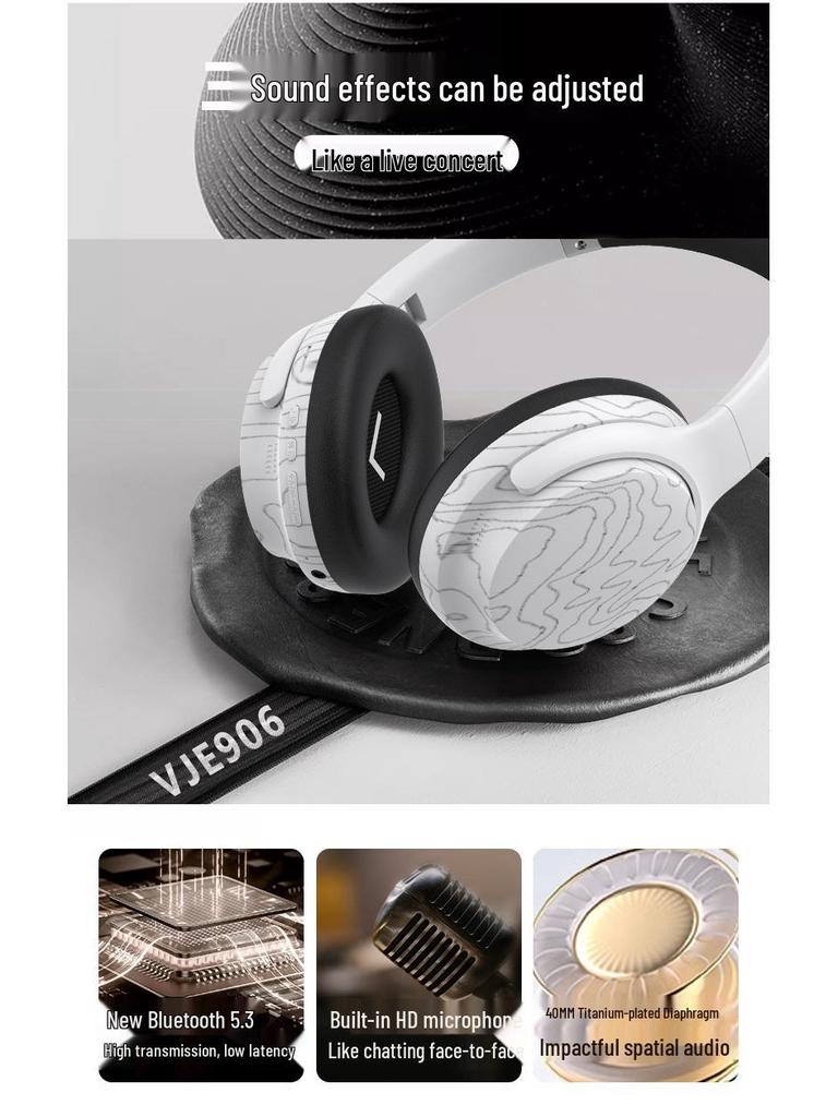 VJE906 Over-ear Bluetooth True Wireless Headphones with Multiple Sound Effects for Mobile Gaming.