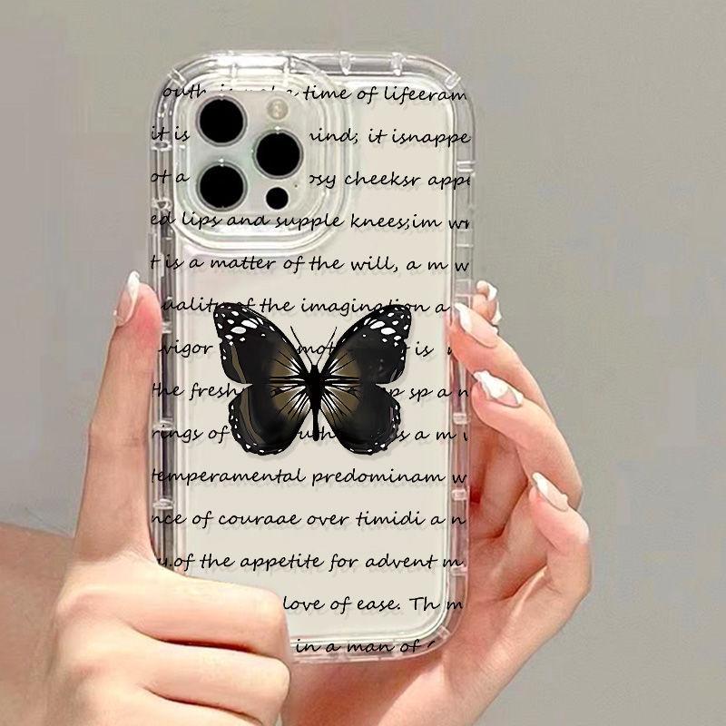 Black Retro Butterfly for Iphone17promax Phone Case 13 Apple 16/14 Pro Case 15