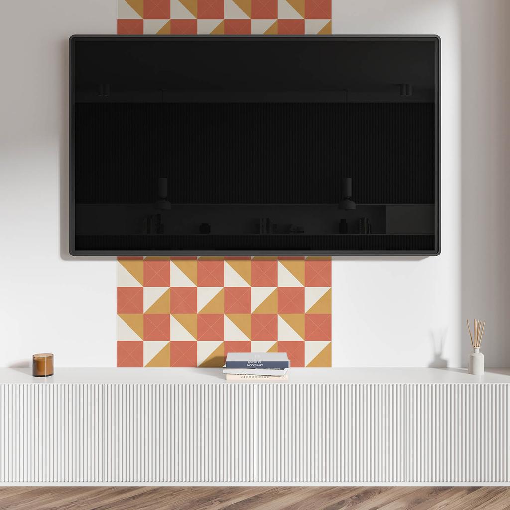 Kafelki Winylowe Samoprzylepne Z Nadrukiem Geometria W Ciepłych Tonach 10X40X20 Cm