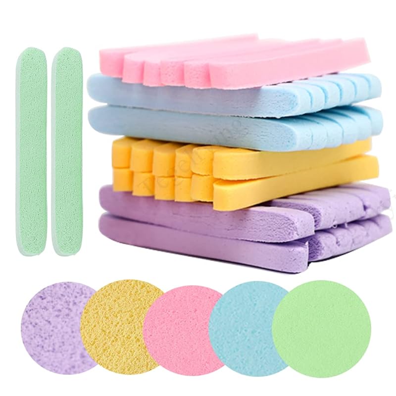 Facial Sponge Compressed,120 Count PVA Professional Makeup Removal Round Face Wash Sponges Spa Pads Exfoliating Cleansing for Women,Pink